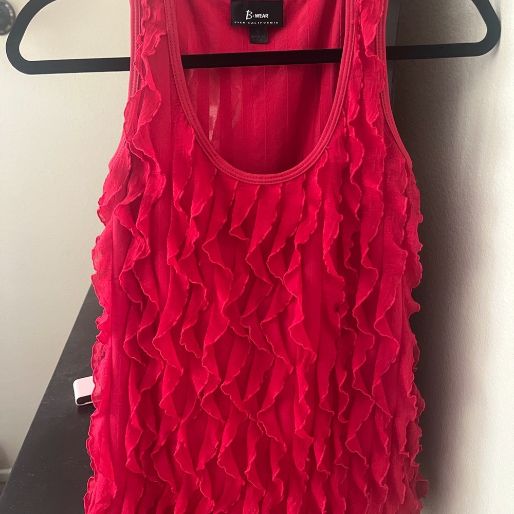 B.Wear Byer California Women's Red Ruffle Tank Top